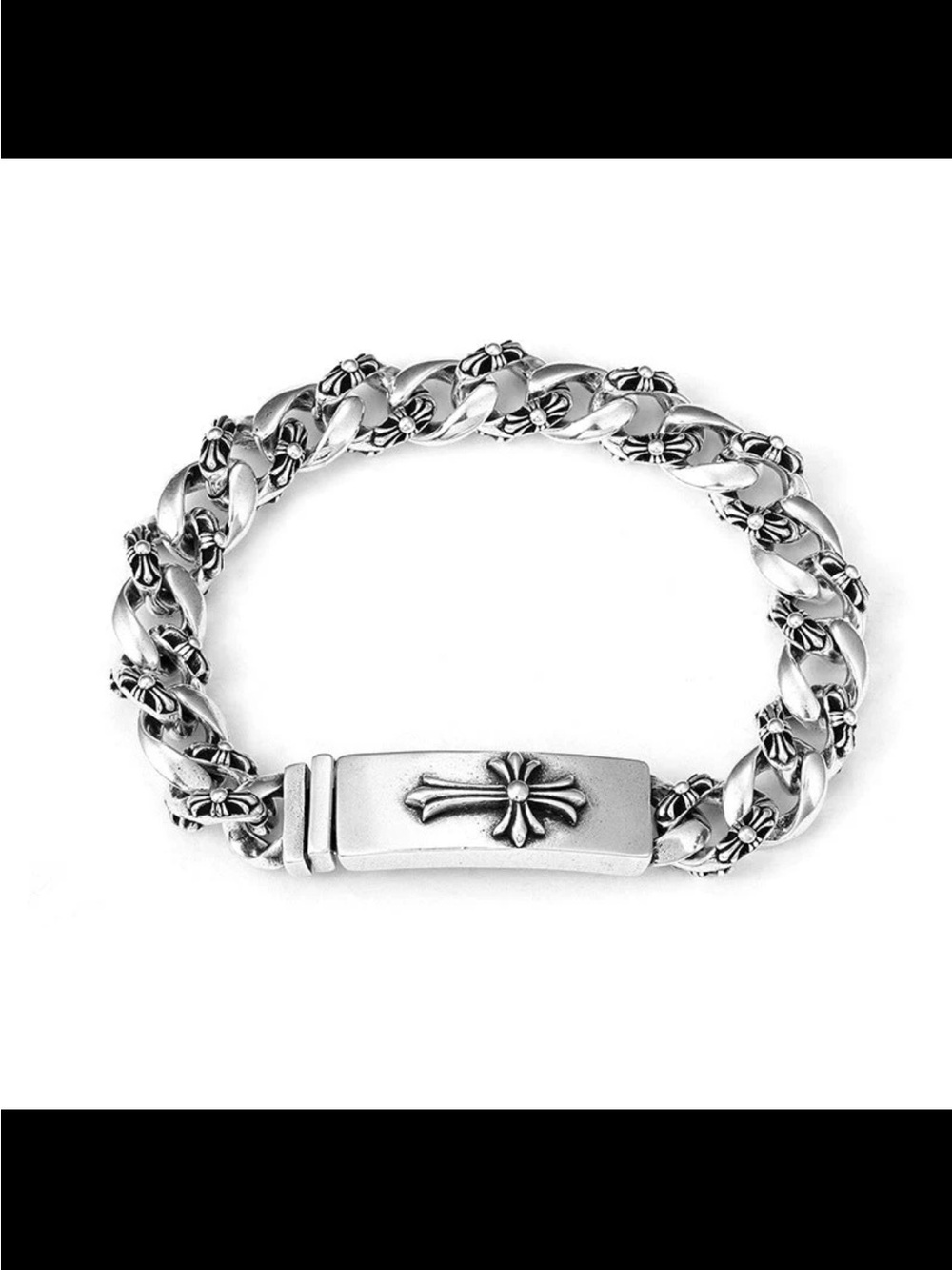 Chrome Hearts Silver Cross Link ID Bracelet
